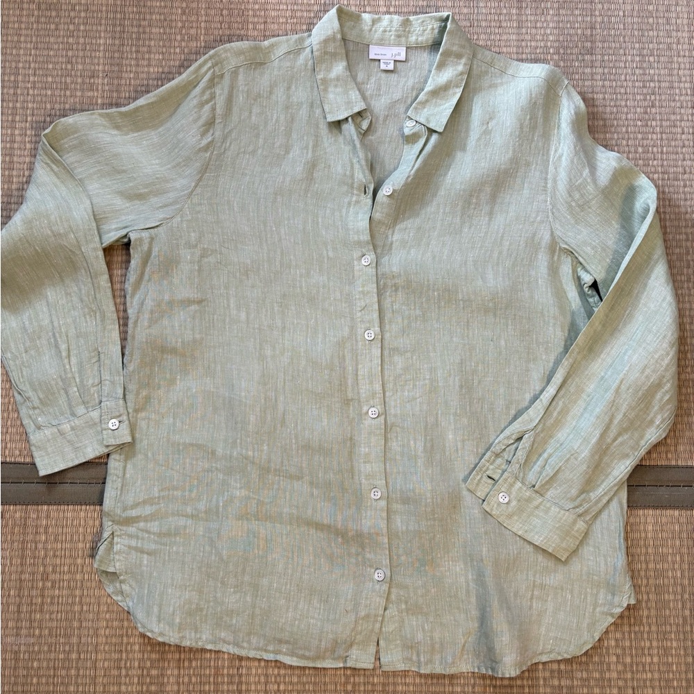J. Jill Sage Green Button-Down Shirt M - Picture 3 of 9
